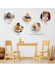 Conjunto Mesa y Sillas de Madera OOOK para Niños 3-8 Años 2