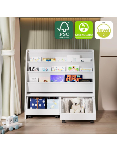 Estantería Infantil NACHES con 2 Cajones Móviles y 3 Bolsillos