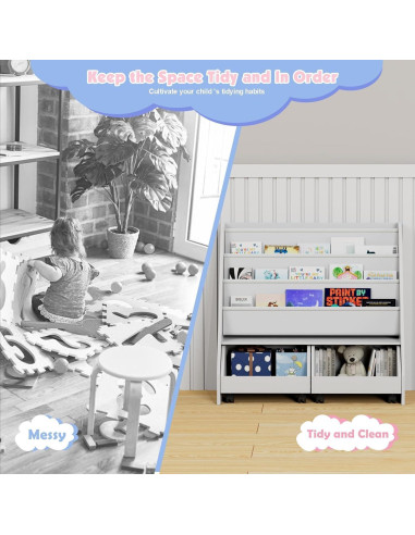 Estantería Infantil NACHES con 2 Cajones Móviles y 3 Bolsillos