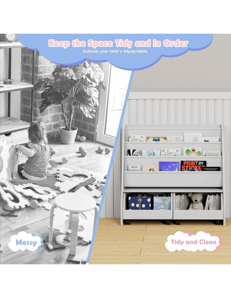 Estantería Infantil NACHES con 2 Cajones Móviles y 3 Bolsillos