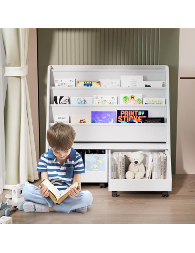 Estantería Infantil NACHES con 2 Cajones Móviles y 3 Bolsillos