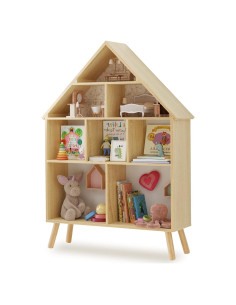 Estantería de Madera Curipeer para Niños 4 Niveles Natural