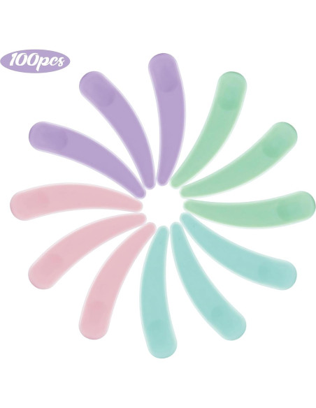 100 Espátulas Cosméticas GOLACKY Mini Cuchara Plástico Multicolor