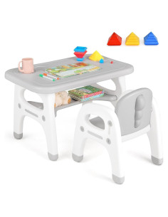 Conjunto de Mesa y Sillas para Niños Costzon Dinosaurios Gris