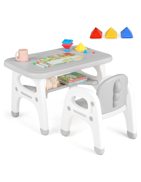 Conjunto de Mesa y Sillas para Niños Costzon Dinosaurios Gris