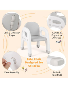 Conjunto de Mesa y Sillas para Niños Costzon Dinosaurios Gris 2