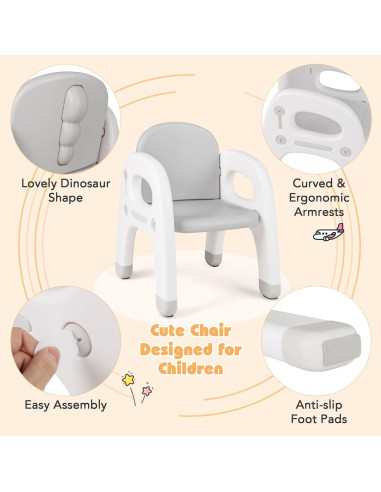 Conjunto de Mesa y Sillas para Niños Costzon Dinosaurios Gris