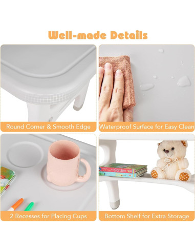 Conjunto de Mesa y Sillas para Niños Costzon Dinosaurios Gris