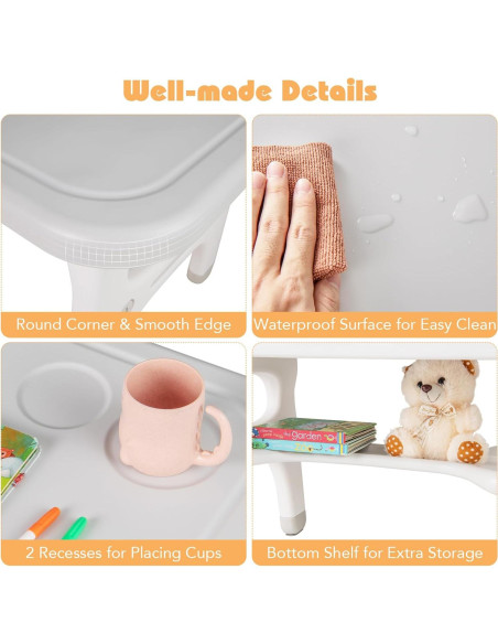 Conjunto de Mesa y Sillas para Niños Costzon Dinosaurios Gris