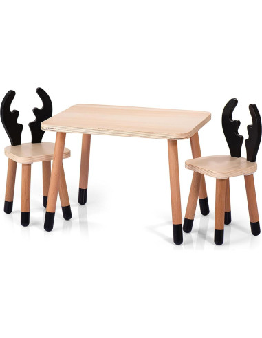 Silla Montessori de Madera para Niños con Orejas de Ciervo