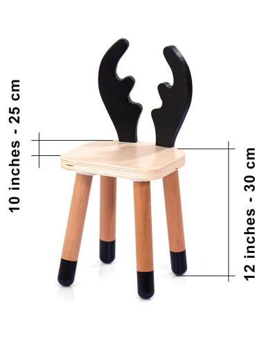 Silla Montessori de Madera para Niños con Orejas de Ciervo