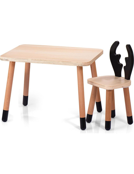 Silla Montessori de Madera para Niños con Orejas de Ciervo