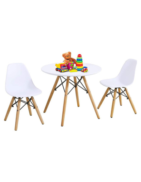 Conjunto de Mesa y 2 Sillas para Niños Costzon Blanco