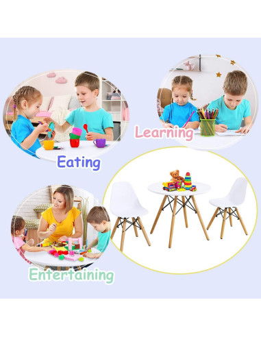 Conjunto de Mesa y 2 Sillas para Niños Costzon Blanco