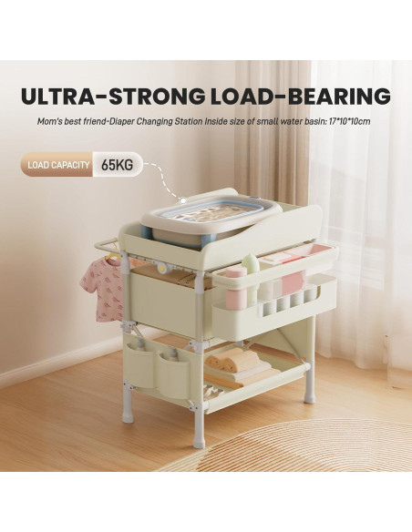 Mesa de Cambio de Bebé Plegable Jaylene con Almacenamiento Beige