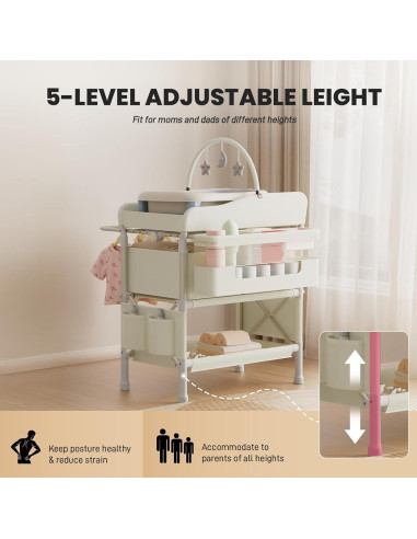 Mesa de Cambio de Bebé Plegable Jaylene con Almacenamiento Beige