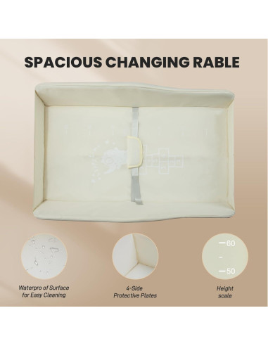 Mesa de Cambio de Bebé Plegable Jaylene con Almacenamiento Beige