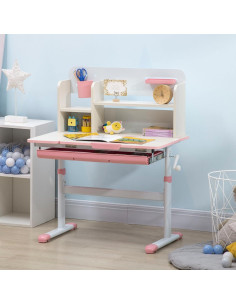 Escritorio de Estudio Qaba Rosa Ajustable para Niños 50-71 cm 2