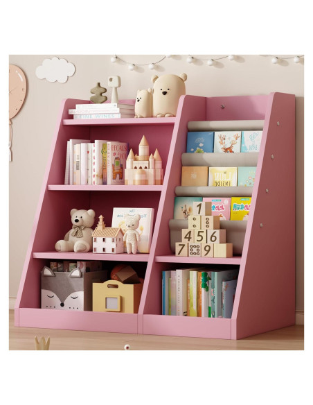 Estantería de Madera Rosa 4 Niveles Msutree para Niños