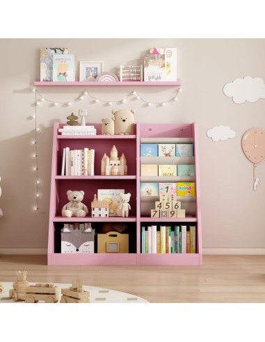 Estantería de Madera Rosa 4 Niveles Msutree para Niños