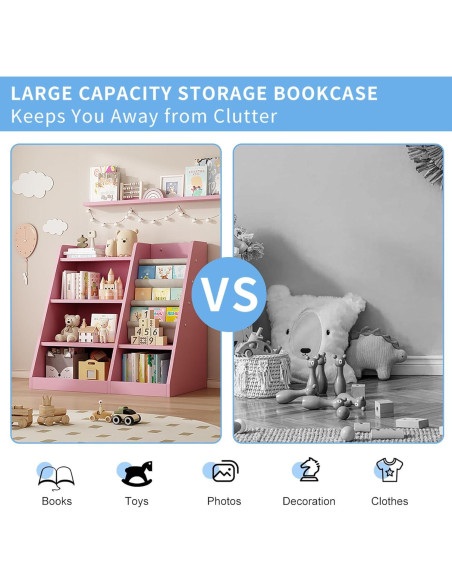 Estantería de Madera Rosa 4 Niveles Msutree para Niños