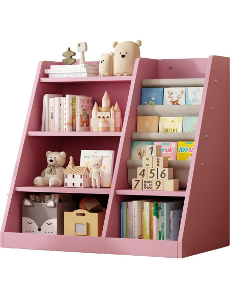 Estantería de Madera Rosa 4 Niveles Msutree para Niños