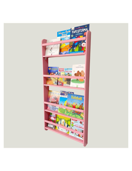Estantería Montessori de Madera de Pino Rosa 4 Niveles