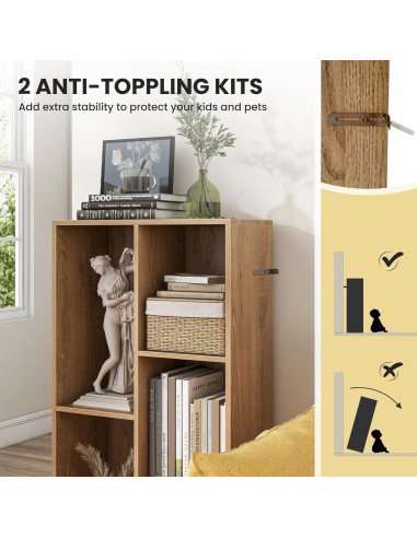 Estantería de Libros Costzon 5 Cubos 104 cm Madera Natural