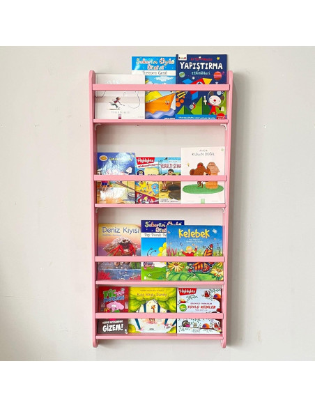 Estantería Montessori de Madera de Pino Rosa 4 Niveles