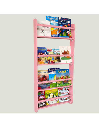 Estantería Montessori de Madera de Pino Rosa 4 Niveles