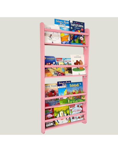 Estantería Montessori de Madera de Pino Rosa 4 Niveles