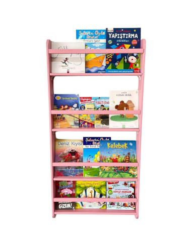 Estantería Montessori de Madera de Pino Rosa 4 Niveles