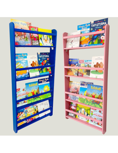 Estantería Montessori de Madera de Pino Rosa 4 Niveles