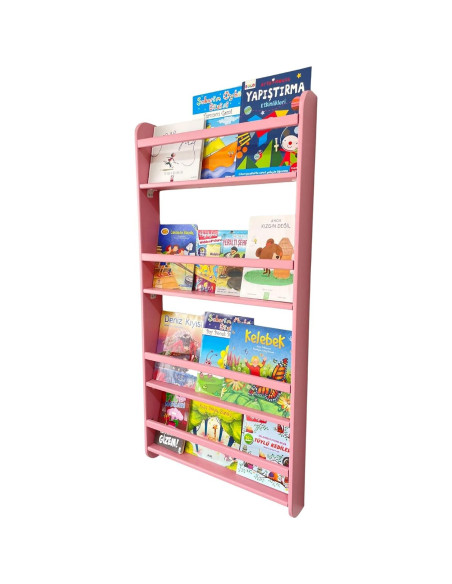 Estantería Montessori de Madera de Pino Rosa 4 Niveles