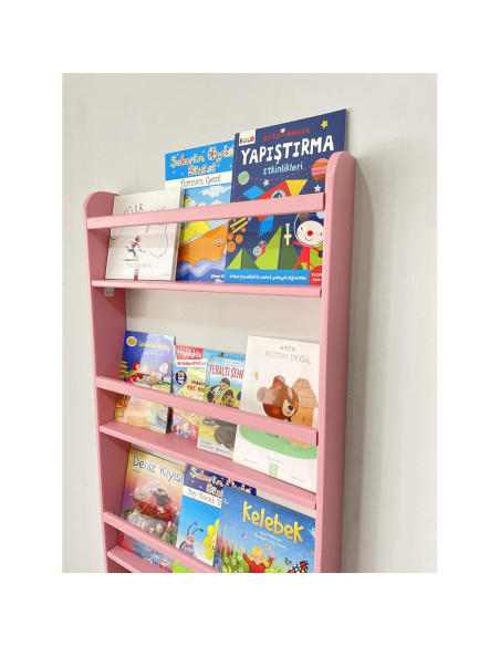 Estantería Montessori de Madera de Pino Rosa 4 Niveles