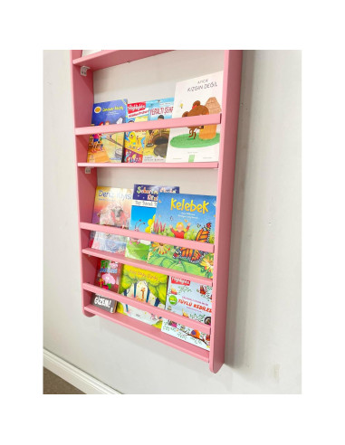 Estantería Montessori de Madera de Pino Rosa 4 Niveles