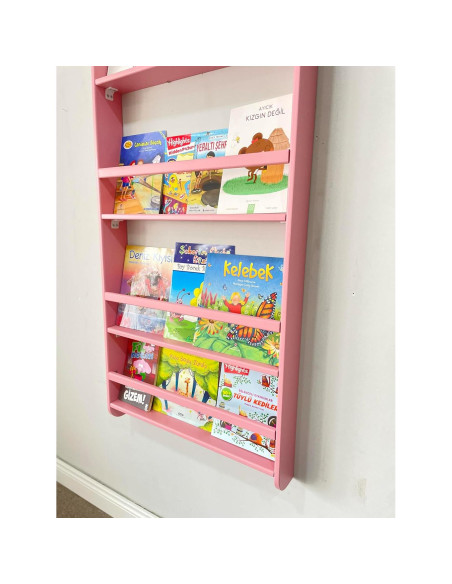 Estantería Montessori de Madera de Pino Rosa 4 Niveles