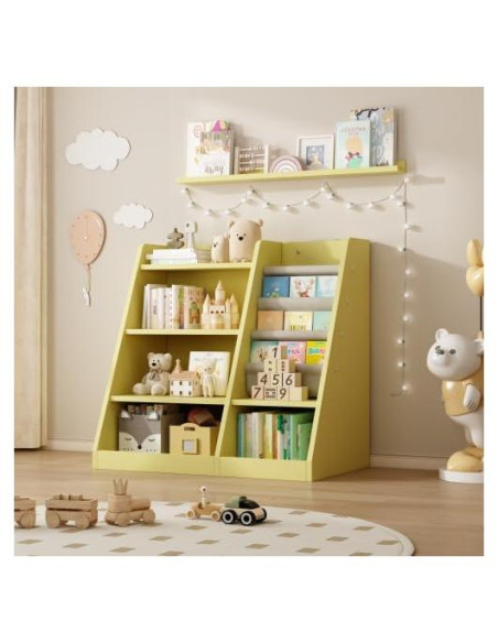 Estantería Montessori de Madera LUQIYA para Niños Amarilla