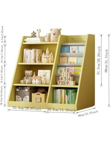 Estantería Montessori de Madera LUQIYA para Niños Amarilla