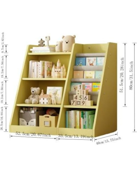 Estantería Montessori de Madera LUQIYA para Niños Amarilla