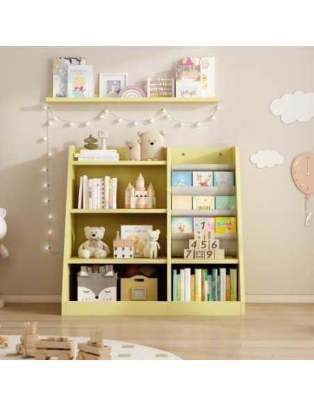 Estantería Montessori de Madera LUQIYA para Niños Amarilla