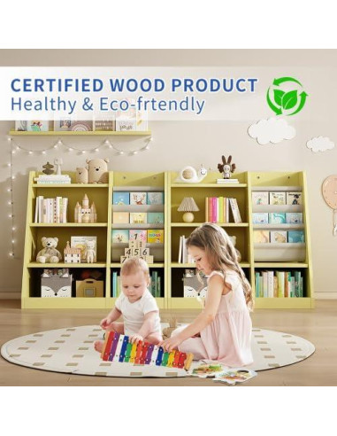 Estantería Montessori de Madera LUQIYA para Niños Amarilla