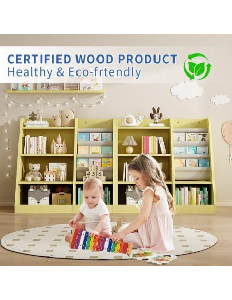 Estantería Montessori de Madera LUQIYA para Niños Amarilla