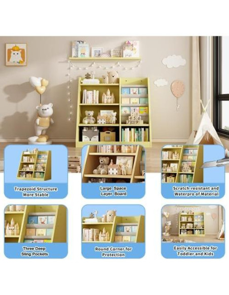 Estantería Montessori de Madera LUQIYA para Niños Amarilla