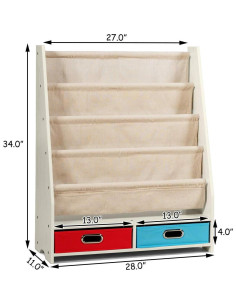 Estantería para Niños Costzon Beige, 4 Bolsillos y 2 Cajas 2