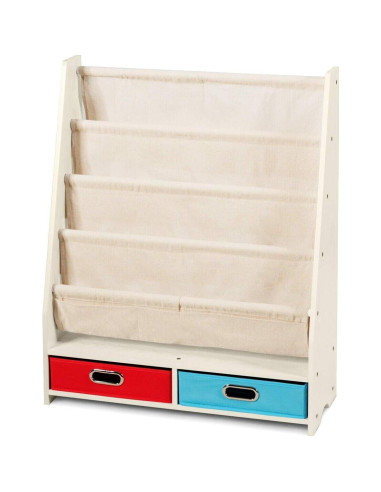 Estantería para Niños Costzon Beige, 4 Bolsillos y 2 Cajas