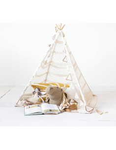 Teepee de Algodón Reciclado Creative Co-Op con Alfombra Natural 2