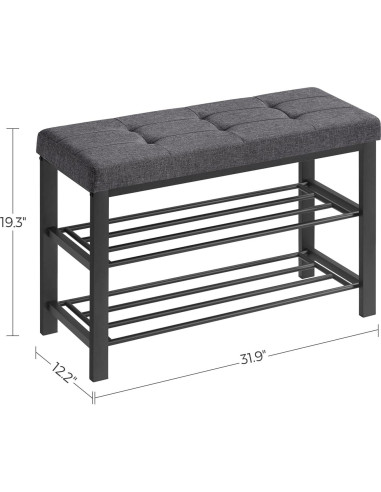 Banco para Zapatos SONGMICS ULBS57GYZ con Cojín Gris Oscuro