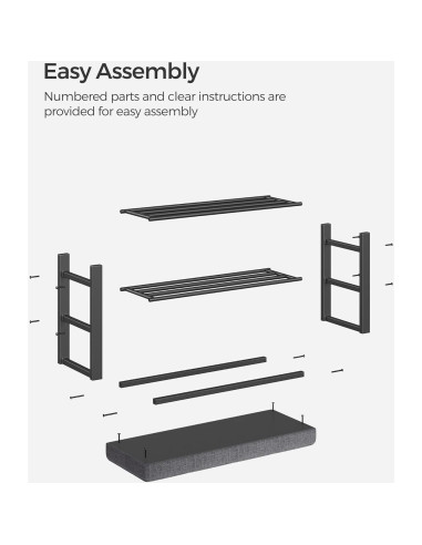 Banco para Zapatos SONGMICS ULBS57GYZ con Cojín Gris Oscuro