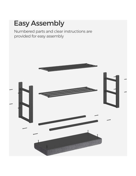 Banco para Zapatos SONGMICS ULBS57GYZ con Cojín Gris Oscuro